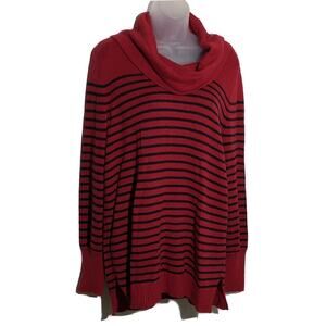 Lauren Ralph Lauren Red and Blue Striped Wool Blend Sweater‎ Womens Size Large
